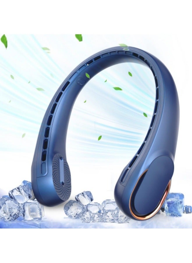 DUKASOU Portable Neck Fan, Bladeless Neck Fan, USB Rechargeable Personal Fan, 4000 mAh Battery Operated Neck Fan, 3 Speeds Adjustable,Faster Cooling, Ultra Quiet, Suitable for Home, Office, Sports，Blue - Image 1