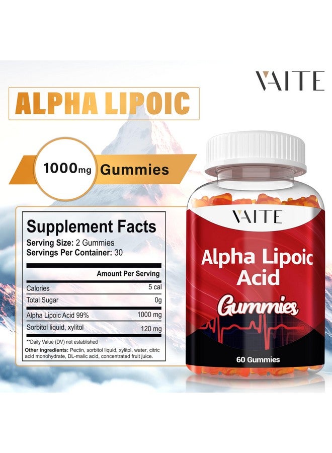 VAITE Alpha Lipoic Acid Gummies 1000mg, ALA Supplement for Brain & Nerve Support, Antioxidant, Energy - Non-GMO, Vegan, Gluten-Free - 60 Chewables for Vitality and Comfort for Men & Women - Image 3