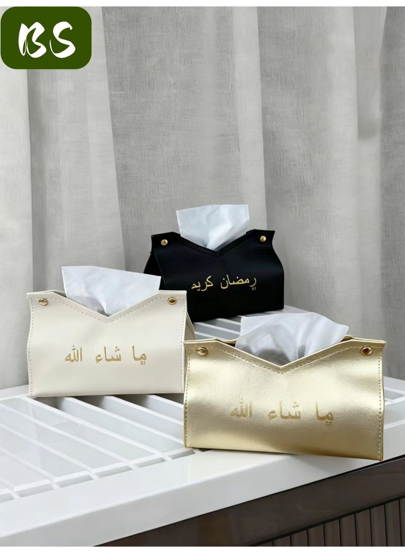 بي إس 3 أجزاء من مجموعات مناديل ورقية PU الجلد مجموعة | الحديثة مناديل ورقية رفوف الغبار علبة استيعاب عالية الجودة | مناديل ورقية كيس استيعاب - Image 3