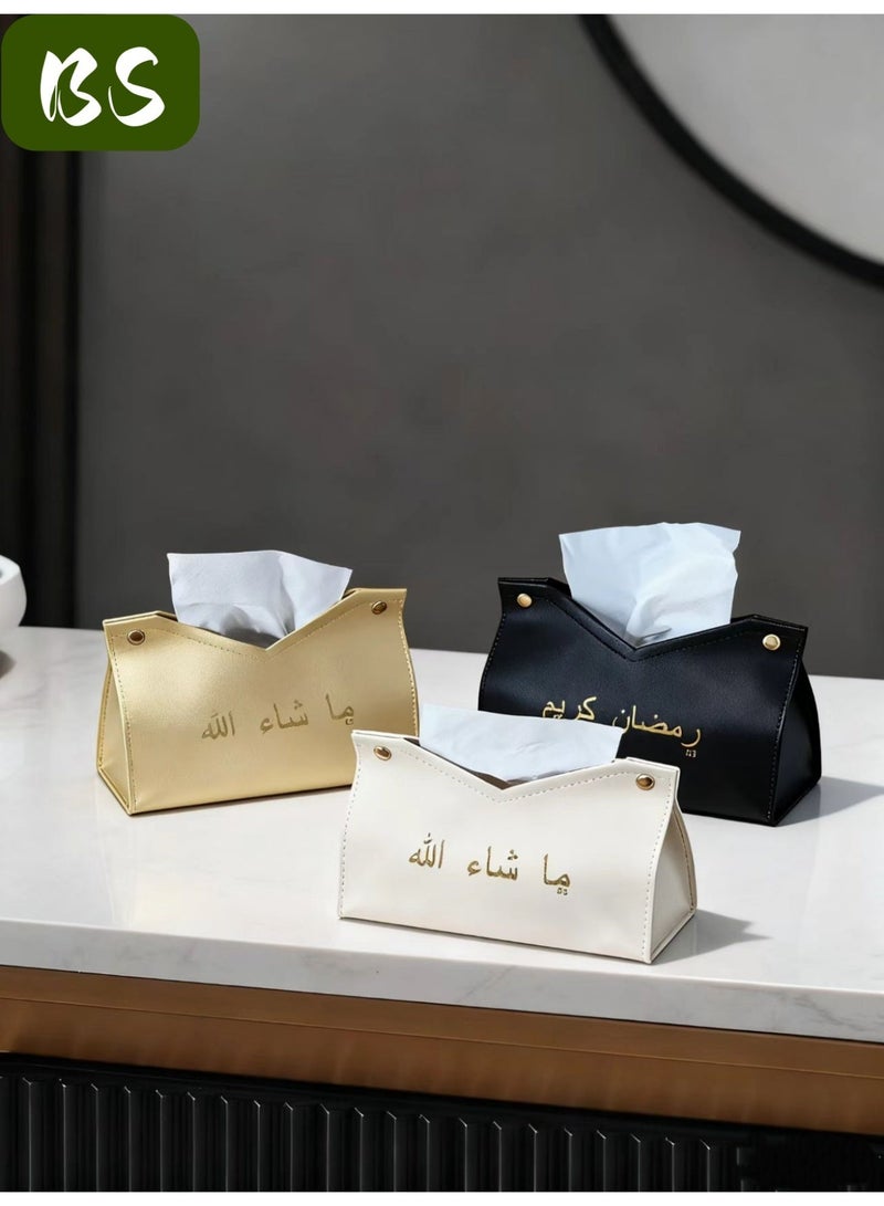 بي إس 3 أجزاء من مجموعات مناديل ورقية PU الجلد مجموعة | الحديثة مناديل ورقية رفوف الغبار علبة استيعاب عالية الجودة | مناديل ورقية كيس استيعاب - Image 1