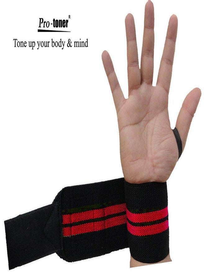 Protoner WTA-05 Power Cotton Gym wrist Support with Thumb Support Grip Gloves (Black) - Image 4