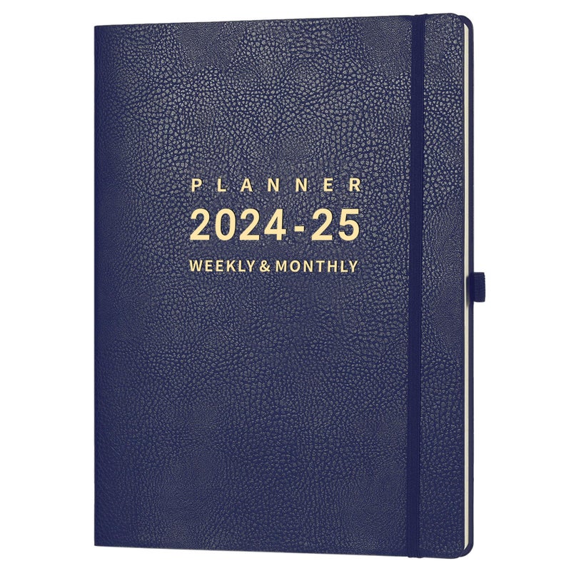 ليموم مخطط 2024-2025 - يوليو 2024 - يونيو 2025 مخطط 2024-2025 يومي أسبوعي وشهري 8.5 بوصة × 11 بوصة حامل قلم ملصقات تقويم جيب 25 صفحة ملاحظات غطاء جلد صناعي A4 ورق ممتاز - أزرق - Image 1