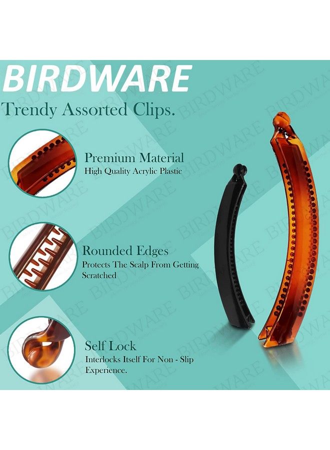 BIRDWARE Bigsize Shell Color Imported Acrylic Material Stone Butterfly Hair Clips For Women (Pack Of 1 Pc Shell Colour Dshape) ; Hair Clutchers ; Hair Claws (6 Pc Curve Multi Banana) - Image 4