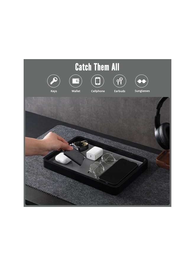 The Bros Wooden Valet Tray for Men, Wood Catch-All EDC Organizer, Nightstand, Entryway Bedside Dump Holder, for Wallets, Keys, Watches, Phones, Loose Change, Trinkets -Black  - Image 5
