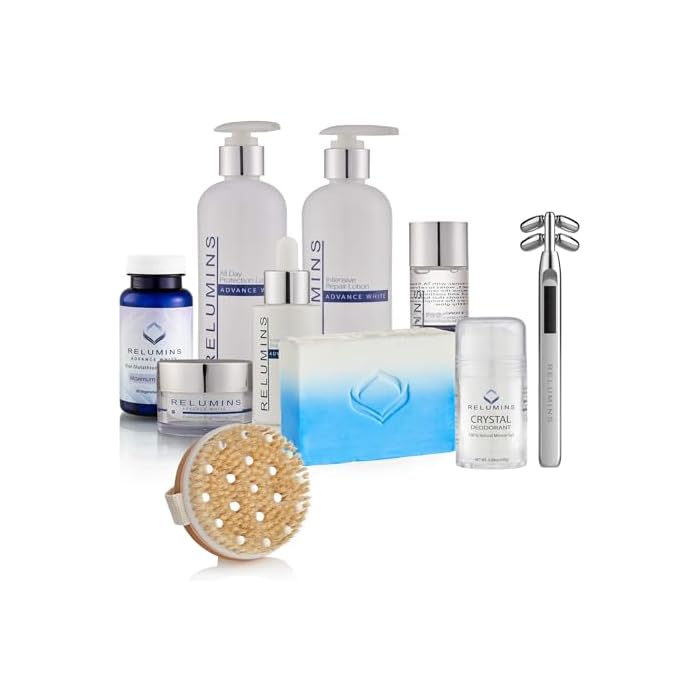 Relumins TA Stem Cell Therapy Face & Body Skincare Set – Complete 8-Piece Set with Lotion, Serum, Soap, Cream, Cleanser & Brush – Daily Hydration & Radiance for Healthy-Looking Skin