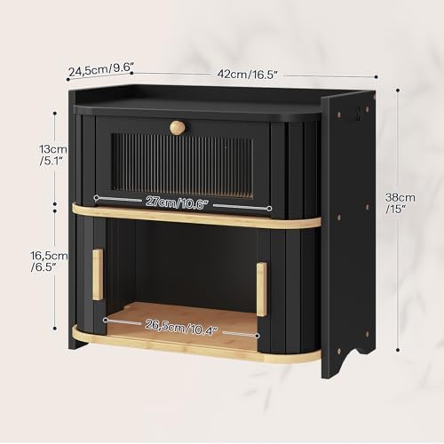 HOOBRO Bread Box Bamboo Bread Box for Kitchen Countertop 2 Tier RollTop Bread Bin Food Storage Box Bread Storage Container for Kitchen Dining Room Black and Natural BK16MB01 - Image 3