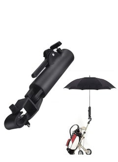 Golf Push Cart Umbrella Holder, Golf Push Cart Umbrella Holder Adjustable Plastic Stand Push Pull Bike Cart Umbrella Clip Mounting Attachment for Outdoor Sports(Black)