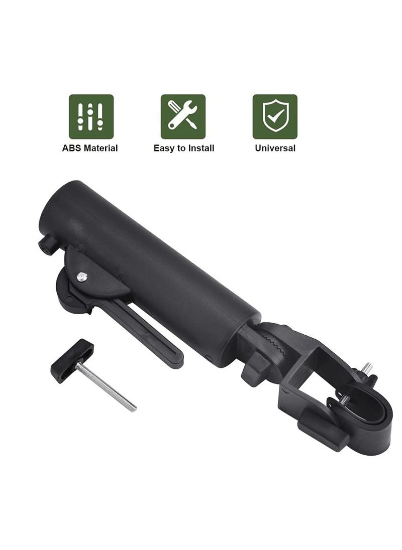 SYOSI - Golf Push Cart Umbrella Holder, Golf Push Cart Umbrella Holder Adjustable Plastic Stand Push Pull Bike Cart Umbrella Clip Mounting Attachment for Outdoor Sports(Black) - Image 1