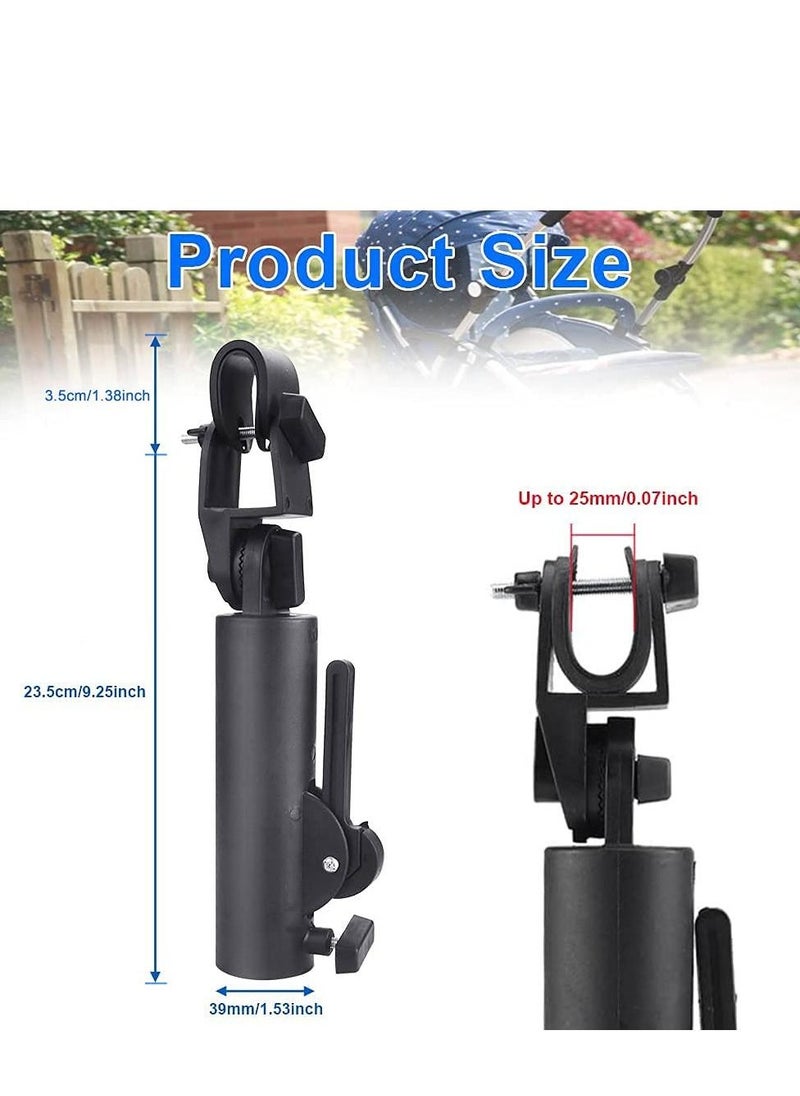 SYOSI - Golf Push Cart Umbrella Holder, Golf Push Cart Umbrella Holder Adjustable Plastic Stand Push Pull Bike Cart Umbrella Clip Mounting Attachment for Outdoor Sports(Black) - Image 1