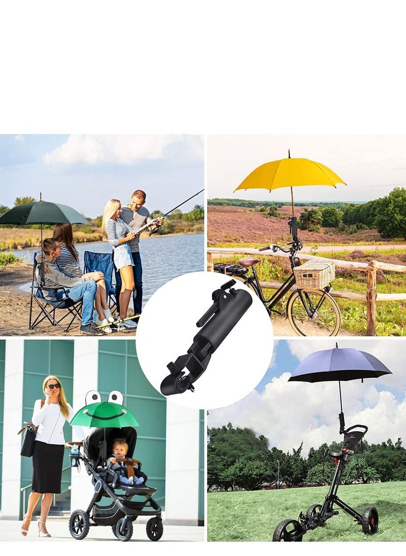 SYOSI - Golf Push Cart Umbrella Holder, Golf Push Cart Umbrella Holder Adjustable Plastic Stand Push Pull Bike Cart Umbrella Clip Mounting Attachment for Outdoor Sports(Black) - Image 1