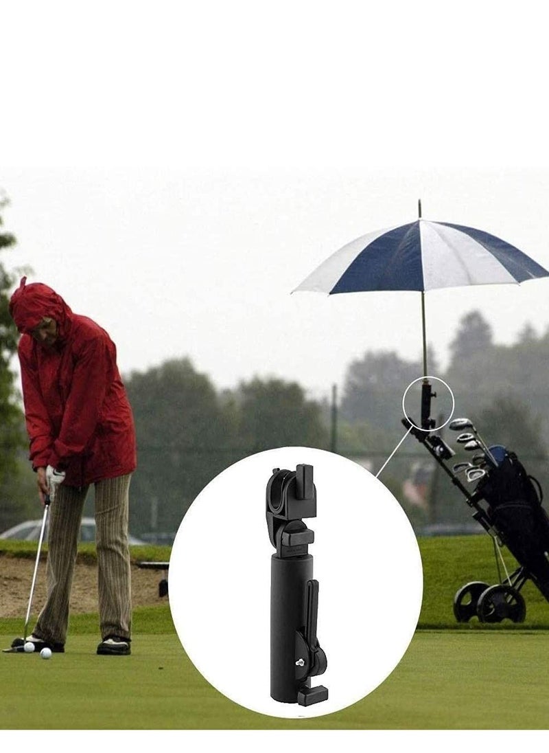 SYOSI - Golf Push Cart Umbrella Holder, Golf Push Cart Umbrella Holder Adjustable Plastic Stand Push Pull Bike Cart Umbrella Clip Mounting Attachment for Outdoor Sports(Black) - Image 1