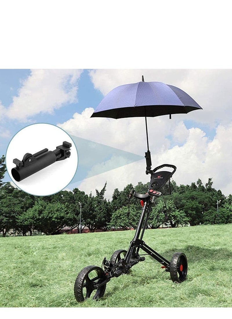 SYOSI - Golf Push Cart Umbrella Holder, Golf Push Cart Umbrella Holder Adjustable Plastic Stand Push Pull Bike Cart Umbrella Clip Mounting Attachment for Outdoor Sports(Black) - Image 1