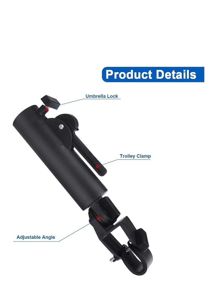 SYOSI - Golf Push Cart Umbrella Holder, Golf Push Cart Umbrella Holder Adjustable Plastic Stand Push Pull Bike Cart Umbrella Clip Mounting Attachment for Outdoor Sports(Black) - Image 1