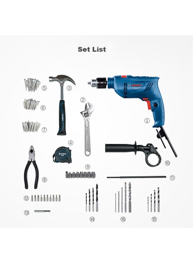 Bosch Electric Drill Impact Drill, 600w Household Wall Drilling, Upgraded Version Gsb600re, Multi-functional Tool Set - Image 1
