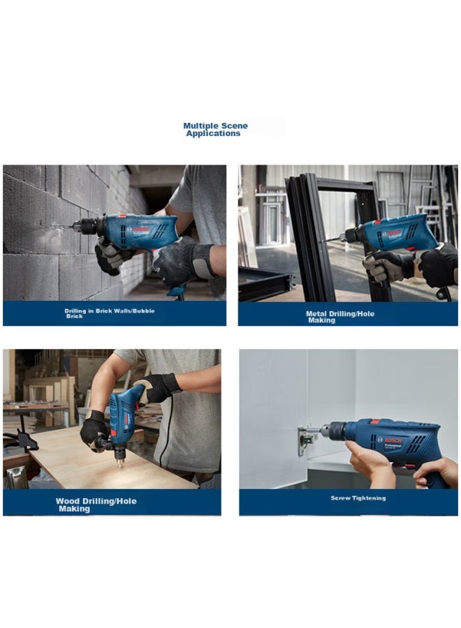 Bosch Electric Drill Impact Drill, 600w Household Wall Drilling, Upgraded Version Gsb600re, Multi-functional Tool Set - Image 2