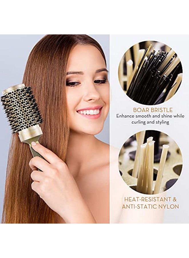 AIMIKE Round Brush Set Nano Thermal Ceramic & Ionic Tech Hair Brush Round Barrel Brush With Boar Bristles For Blow Drying Enhance Texture For Styling Curling And Shine 1 Tail Comb + 4 Hair Clips - Image 5