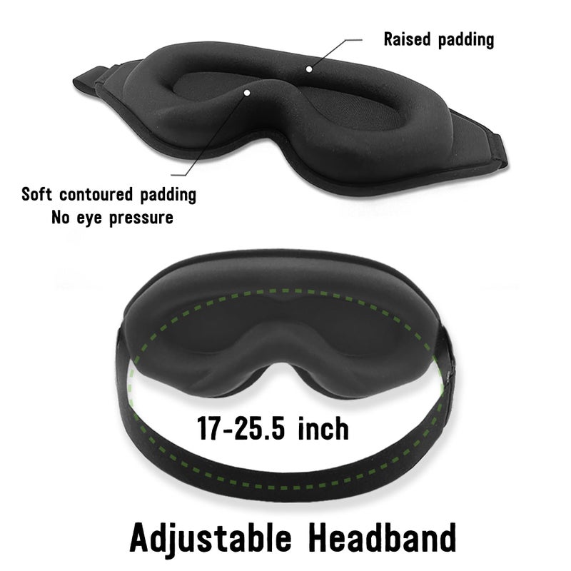 Lewis N. Clark Contoured Eye Mask + Sleep Aid to Block Light for Travel Hotel, Airport, Insomnia + Headache Relief with Adjustable Straps - Image 2