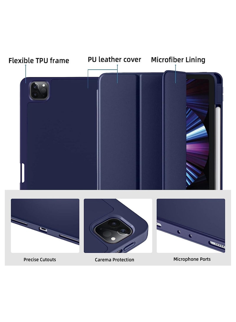 Case Compatible with iPad Pro 11 Case 2021/2020 with Pencil Holder, for iPad Pro 11 Inch Case 3rd/2nd Generation, Trifold Stand Protective Case with Soft TPU Back - Image 3