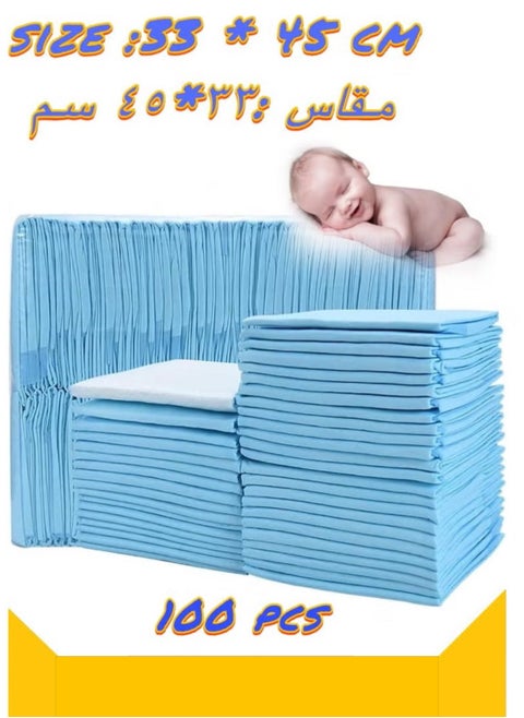 100 Pcs Small Disposable Changing Pad Leak-Proof Underpad Bed Table Protector Mat, Soft Non-Woven Fabric, 33x45cm