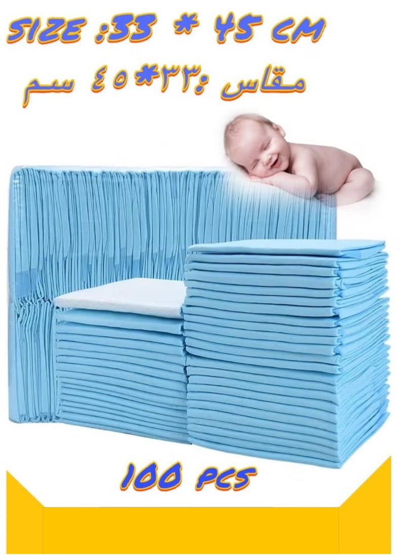 100 Pcs Small Disposable Changing Pad Leak-Proof Underpad Bed Table Protector Mat, Soft Non-Woven Fabric, 33x45cm
