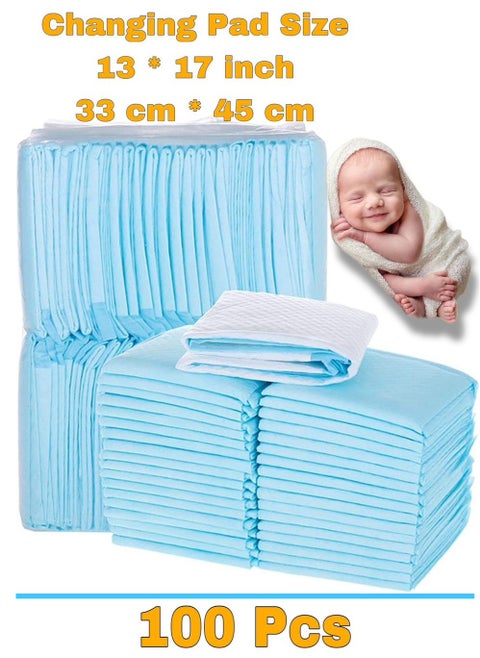 100 Pcs Small Disposable Changing Pad Leak-Proof Underpad Bed Table Protector Mat, Soft Non-Woven Fabric, 33x45cm