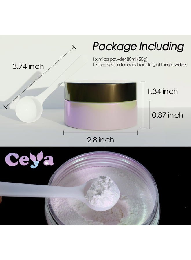 ceya Interference Mica Powder, 1.8oz/ 50g Ghost Dreamland Chrome Nail Powder, Cosmetic Grade Pearlescent Effect Color Shift Pigment for Epoxy Resin, Makeup Shimmer, Nail Polish,Soap Dye,Candle Making - Image 4