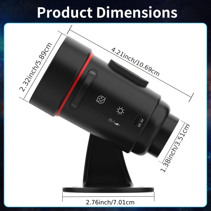 6 In 1 Black Galaxy Starry Sky Projector With Night Light For Bedroom And Tent - Image 4