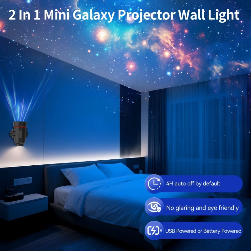 6 In 1 Black Galaxy Starry Sky Projector With Night Light For Bedroom And Tent - Image 2