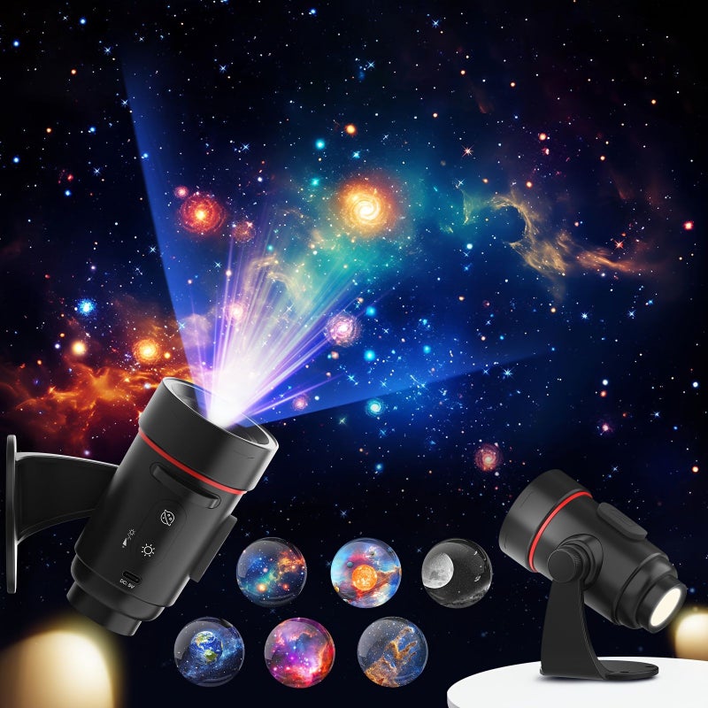 6 In 1 Black Galaxy Starry Sky Projector With Night Light For Bedroom And Tent - Image 1