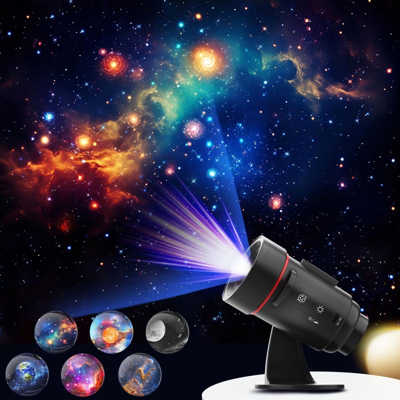 6 In 1 Black Galaxy Starry Sky Projector With Night Light For Bedroom And Tent - Image 3