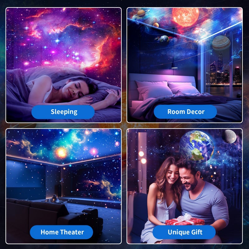 6 In 1 Black Galaxy Starry Sky Projector With Night Light For Bedroom And Tent - Image 5