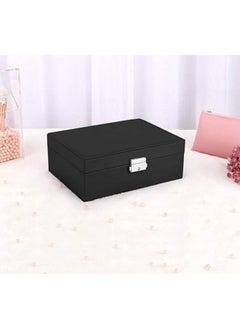 Jewelry Box Organizer Case Women Girls : Large Display Storage, Travel Jewel Holder, Removable Tray, Earrings, Necklace, Bracelet Lockable Partition - Soft Velvet. Sister, Wife, Wedding Gift - Black