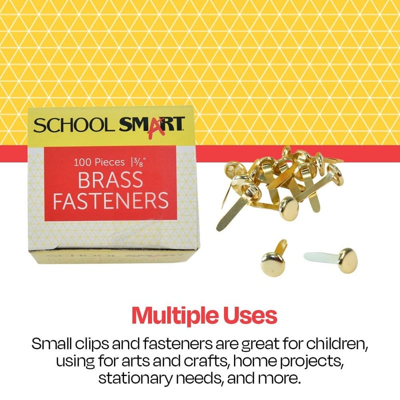 School Smart مشابك نحاسية ذكية للمدرسة، 3/8 بوصة، عبوة من 100 - Image 5