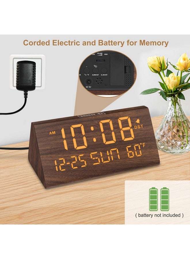 DreamSky Digital Alarm Clocks for Bedrooms - Wooden Desk Clock with Date, Day of Week, USB Port, Temperature, Dimmer for Bedside Table, Living Room, Office, Adjustable Volume, Auto DST, Wood Decor - Image 4