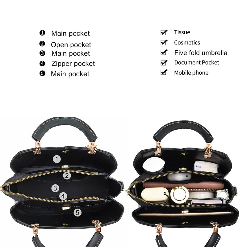 Xiaoyu Small Purses and Handbags for Women Fashion Crossbody Bag Lightweight Shoulder Bag Top Handle Satchel Purse (Black-2) - Image 5