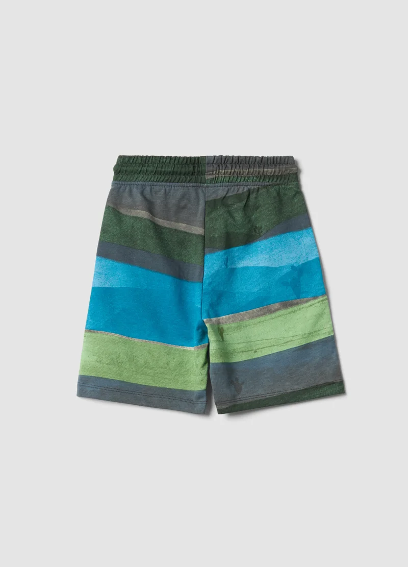 او في اس OVS Multicoloured Striped Pure Cotton Shorts For Boys