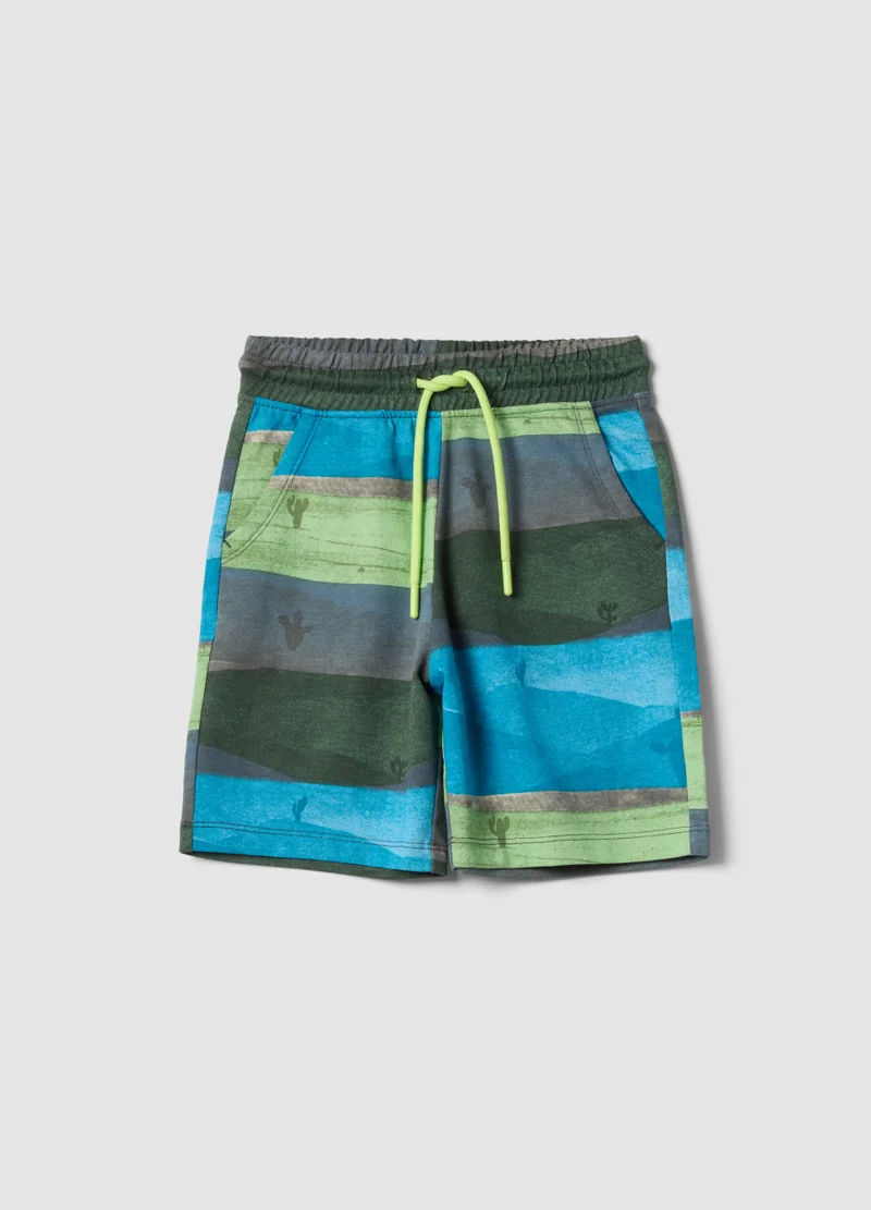 او في اس OVS Multicoloured Striped Pure Cotton Shorts For Boys