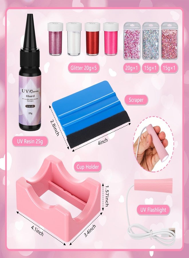 مينبلان مجموعة أدوات صنع أكواب كرة الثلج لعيد الحب من مينبلان، 4 قطع، ألوان أحمر ووردي، أغطية أكواب على شكل قلب، مقاومة للأشعة فوق البنفسجية، علبة مزدوجة الجدار سعة 16 أونصة، 7 ألوان، زجاجة ضغط لامعة، مكشطة، مصباح يدوي، قمع - Image 3