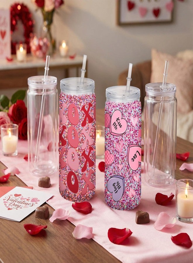 مينبلان مجموعة أدوات صنع أكواب كرة الثلج لعيد الحب من مينبلان، 4 قطع، ألوان أحمر ووردي، أغطية أكواب على شكل قلب، مقاومة للأشعة فوق البنفسجية، علبة مزدوجة الجدار سعة 16 أونصة، 7 ألوان، زجاجة ضغط لامعة، مكشطة، مصباح يدوي، قمع - Image 4