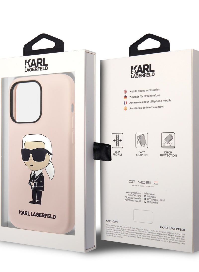 كارل لاغرفيلد كفر جوال ايفون 14 برو ماكس سيليكون ايكونيك لون وردي من كارل لاغرفيلد - Image 2