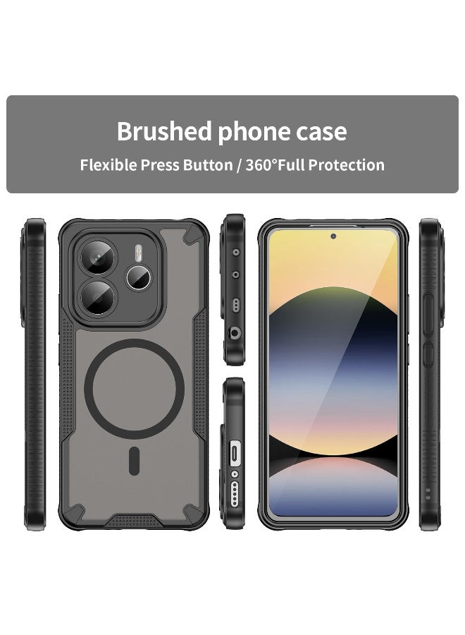 غطاء حمايه لهاتف ريدمي نوت 14 فايف جي جراب ارمور مغناطيسي ياتي بحواف مرتفعة حول الشاشة وعدسة الكاميرا تساعد على منع الخدوش - اسود - Image 2