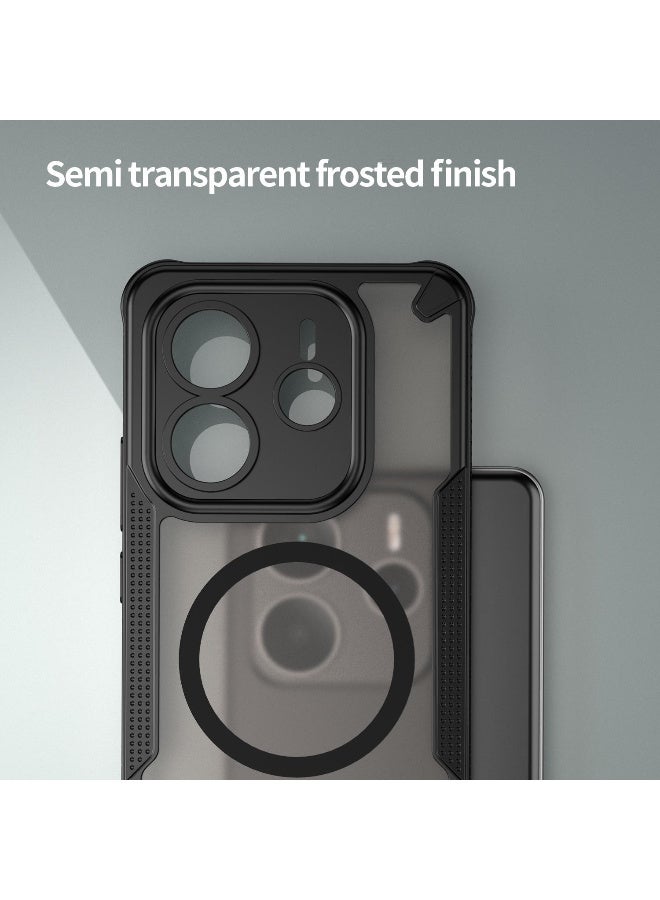 غطاء حمايه لهاتف ريدمي نوت 14 فايف جي جراب ارمور مغناطيسي ياتي بحواف مرتفعة حول الشاشة وعدسة الكاميرا تساعد على منع الخدوش - اسود - Image 5