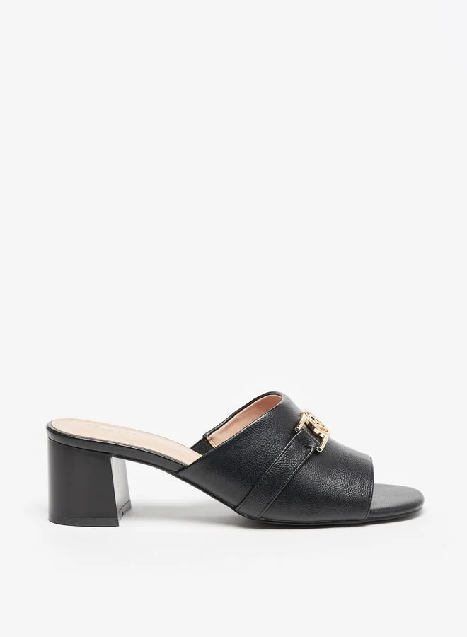 سيليست Women's Monogram Print Slip-On Sandals with Block Heels