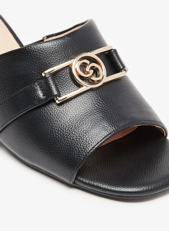 سيليست Women's Monogram Print Slip-On Sandals with Block Heels