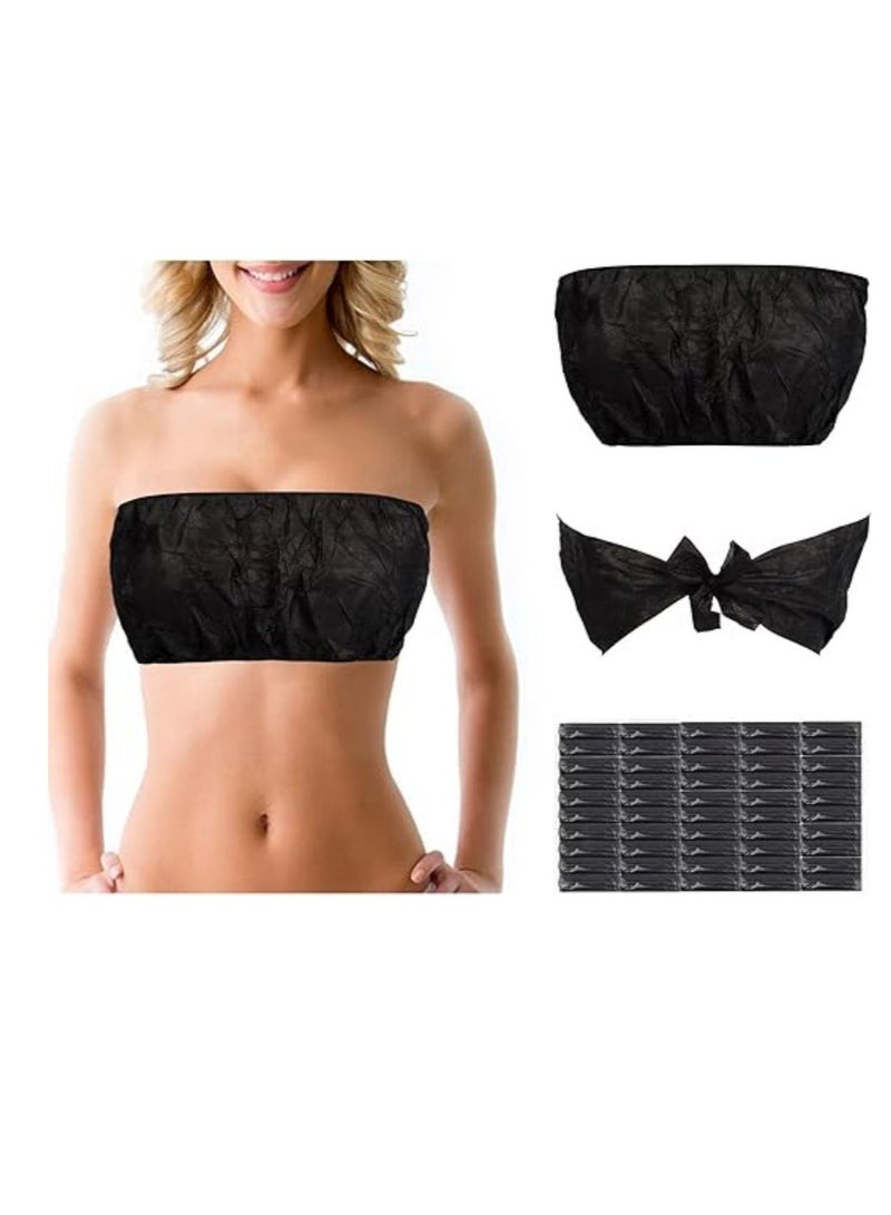 DUNISO 50 Pack Womens Disposable Vacation Bra Strapless Underwear Individually Wrapped For Beauty, SPA, Spray Tanning (Black) - Image 1