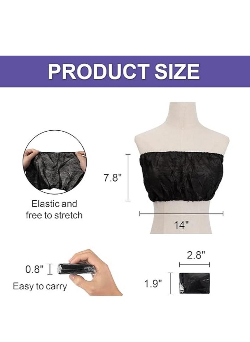 DUNISO 50 Pack Womens Disposable Vacation Bra Strapless Underwear Individually Wrapped For Beauty, SPA, Spray Tanning (Black) - Image 3