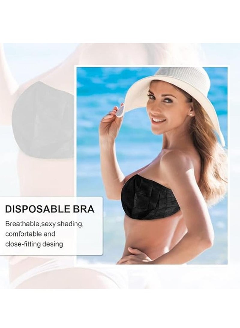 DUNISO 50 Pack Womens Disposable Vacation Bra Strapless Underwear Individually Wrapped For Beauty, SPA, Spray Tanning (Black) - Image 4