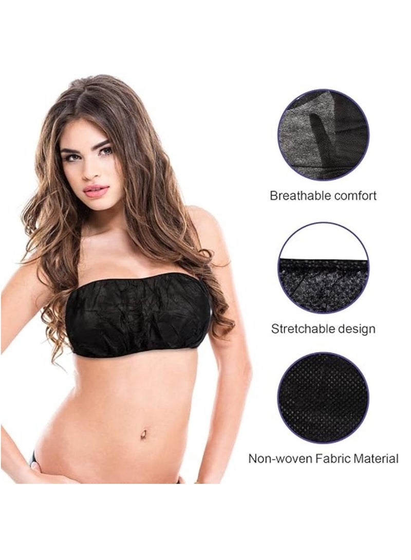 DUNISO 50 Pack Womens Disposable Vacation Bra Strapless Underwear Individually Wrapped For Beauty, SPA, Spray Tanning (Black) - Image 2