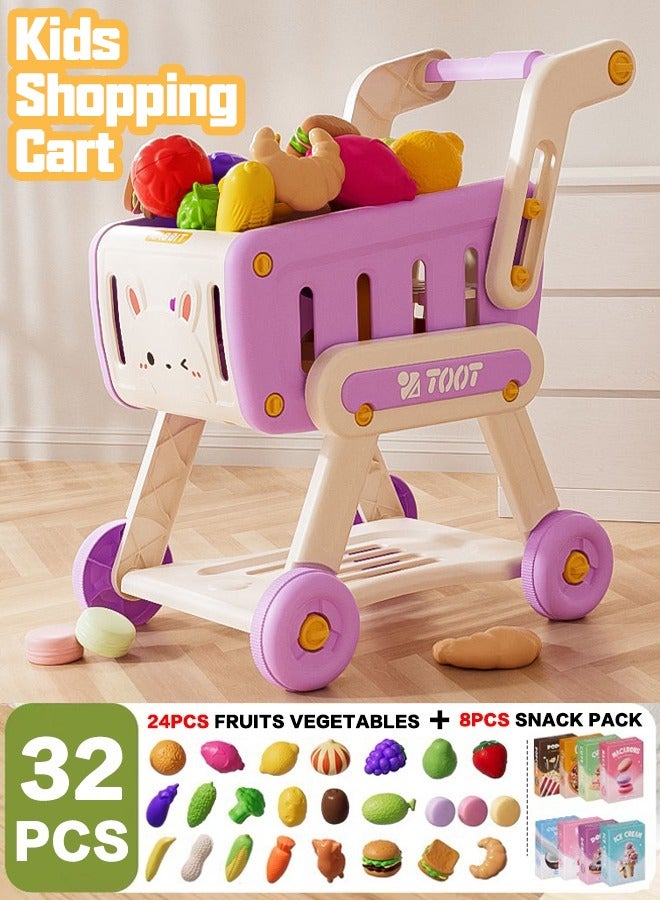 Cart Trolley Kids Shopping Cart Trolley Play Set Mini Little Shop Shopping Trolley Toy Mini Supermarket Cart Pretend Play Set for Kids Shipping Car Play House Game Pretend Play Kitchen Game - Image 1