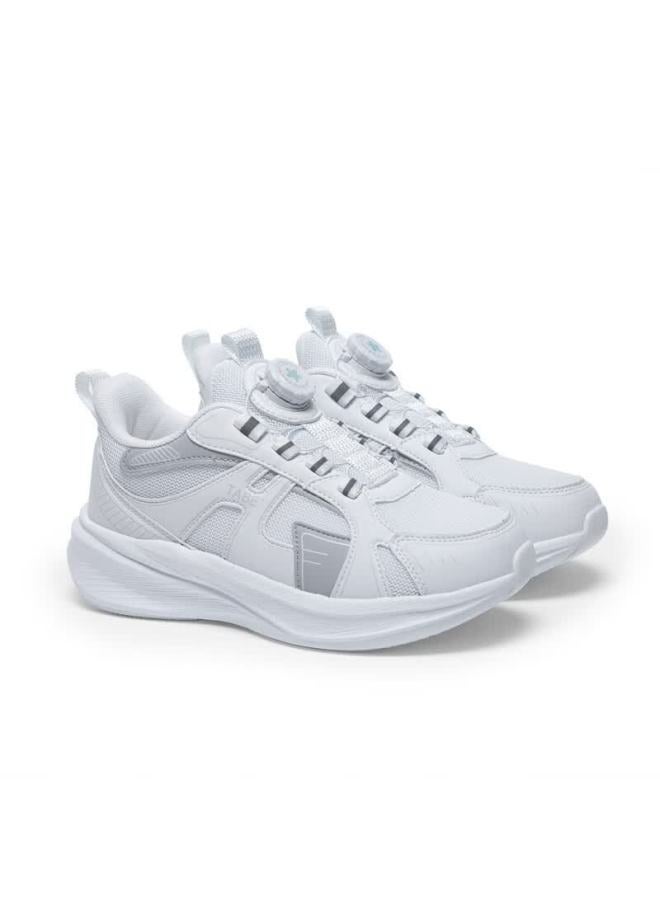 Tony The Pig Boys' Sports Shoes Children's Running Shoes Cushioned Lightweight Breathable Dial Buckle Wide Fit Youth Casual White Sneakers